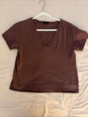 nuuds Brown V-Neck Short Sleeve Tee